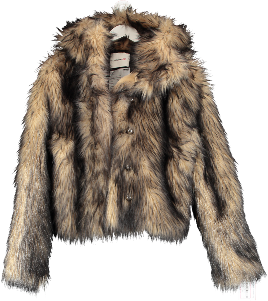 Rabanne x H&M Brown Hooded Fuzzy Jacket UK 4