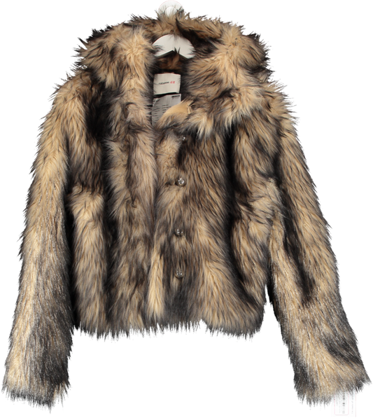 Rabanne x H&M Brown Hooded Fuzzy Jacket UK 4