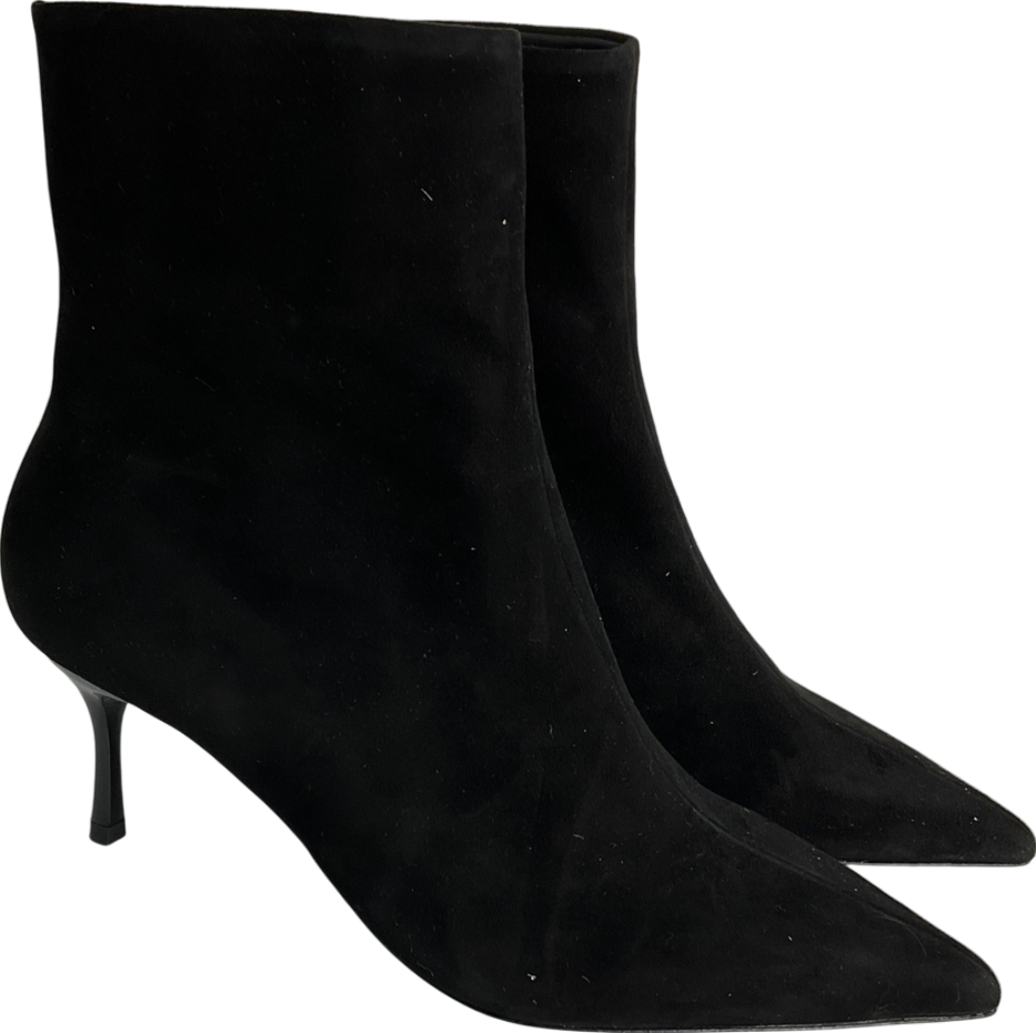 Next Black Suede Forever Comfort Pointed Toe Skinny Heeled Ankle Boots UK 5 EU 38 👠