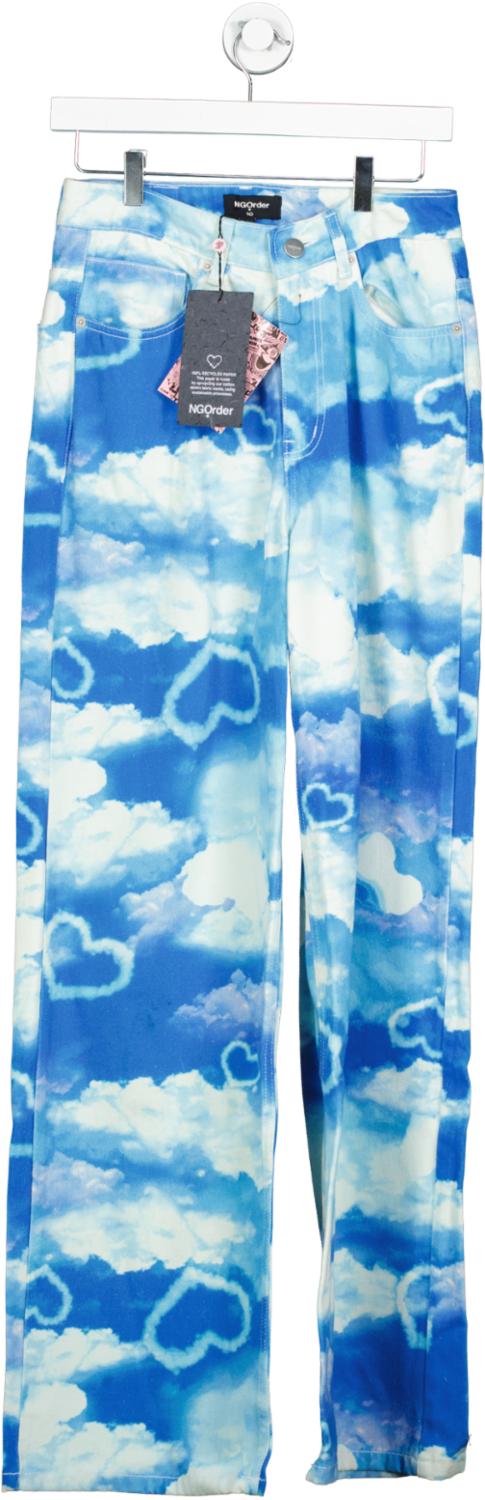 NGOrder Blue Cloud Print Jeans UK 10