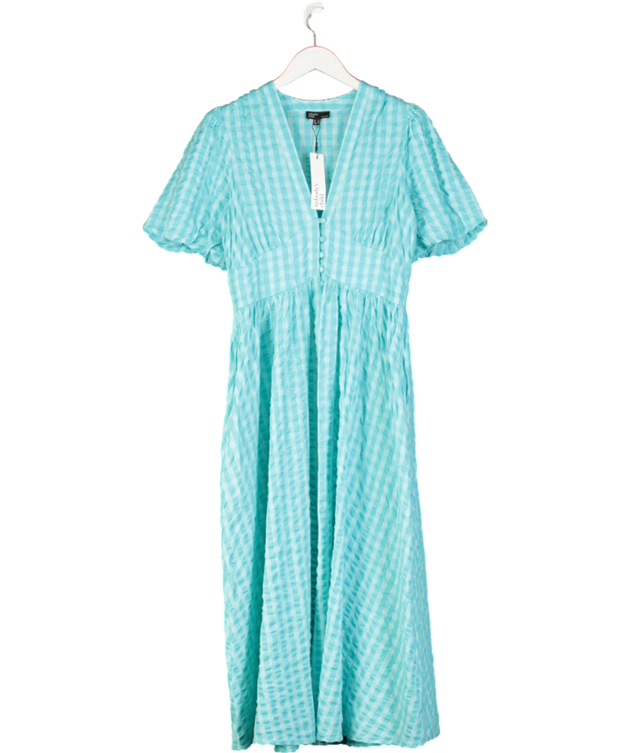 Nobody's Child Blue Starlight Gingham Midi Dress UK 10