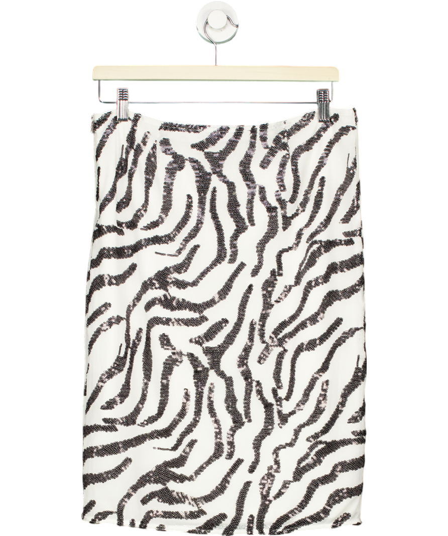 Rotate White X H&m Zebra Sequins Pencil Skirt UK M