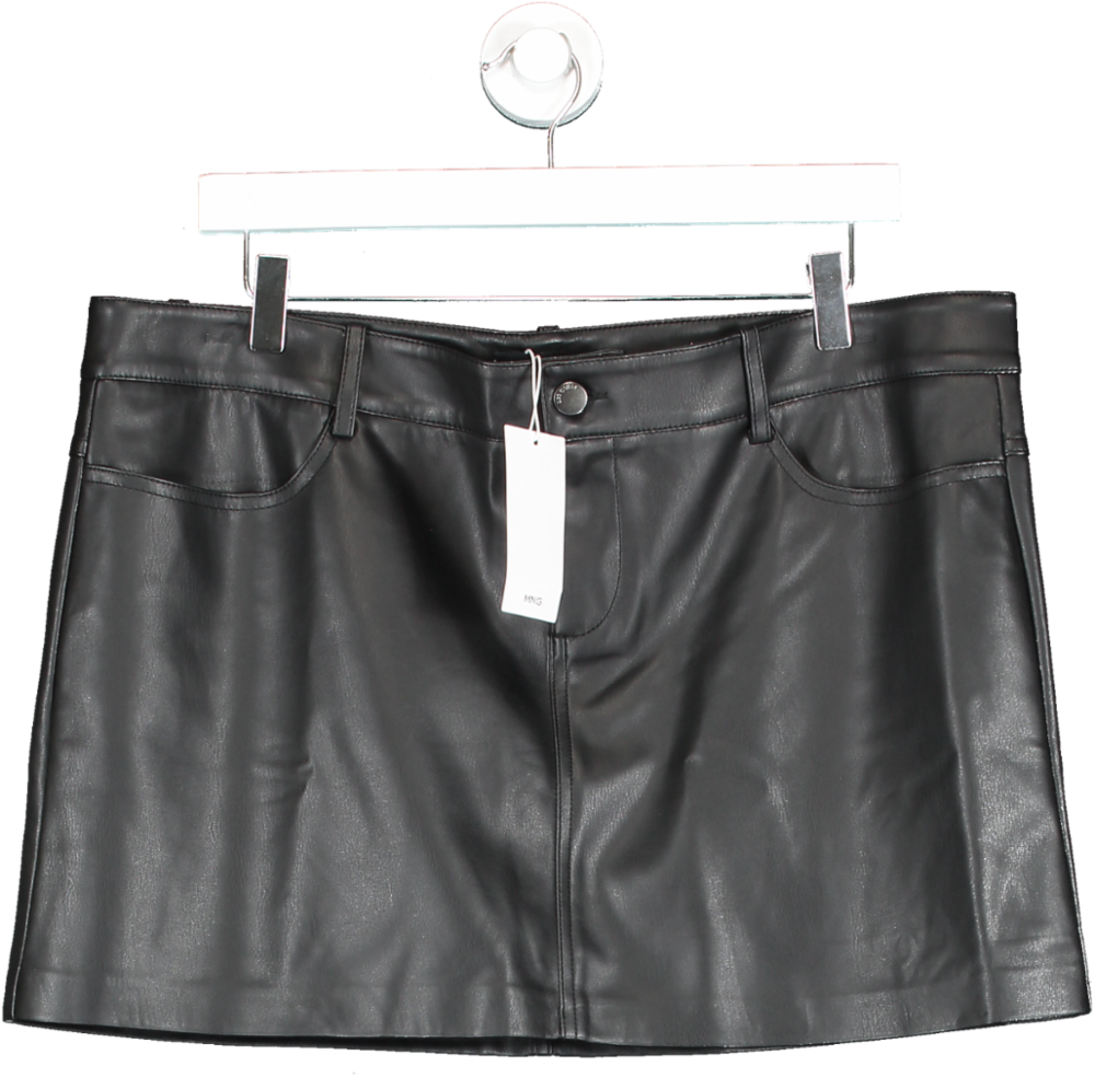 MANGO Black Leather Effect Mini Skirt BNWT UK XL