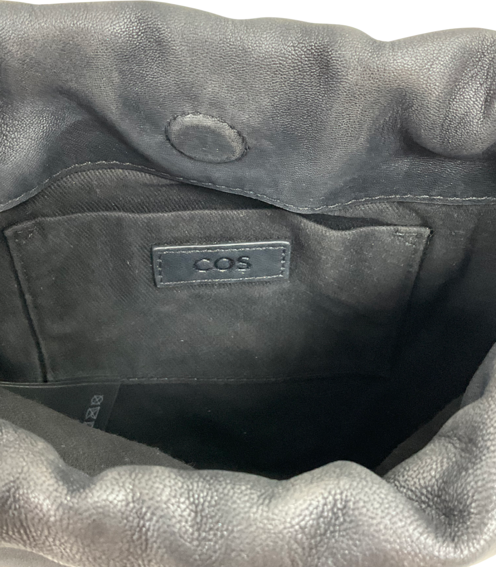 cos Black Mini Cavatelli Clutch Bag - Leather