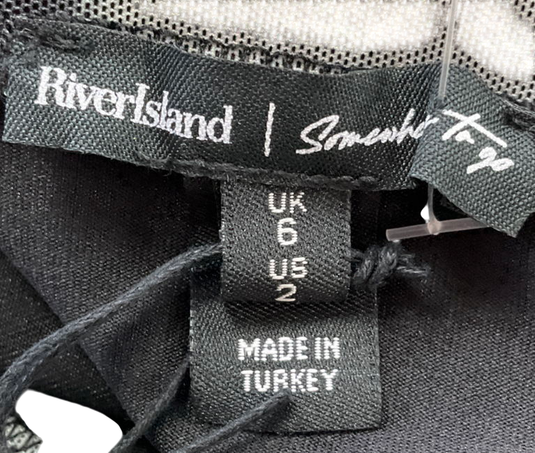 River Island Black Floral Mesh Maxi Skirt UK 6