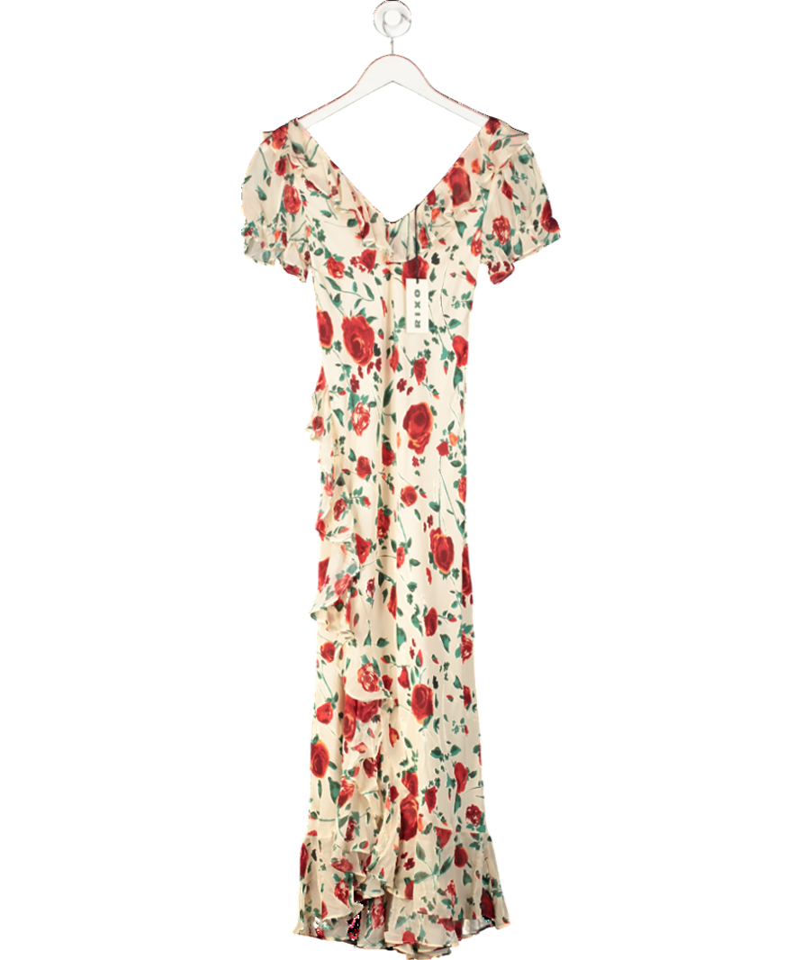 RIXO Silk Clementine Claudia Rose Cream Dress UK 6