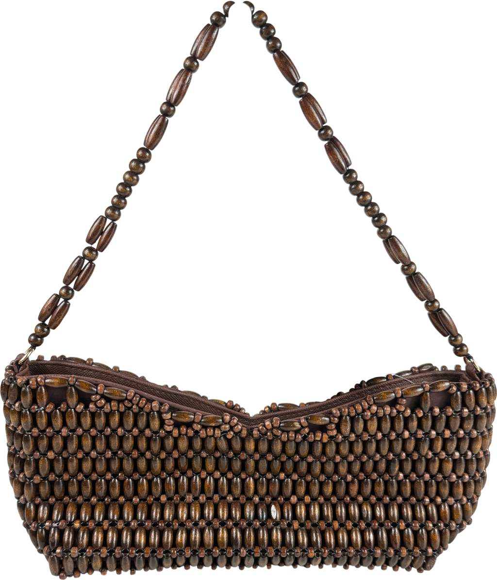 PrettyLittleThing Brown Wooden Bead Shoulder Bag One Size