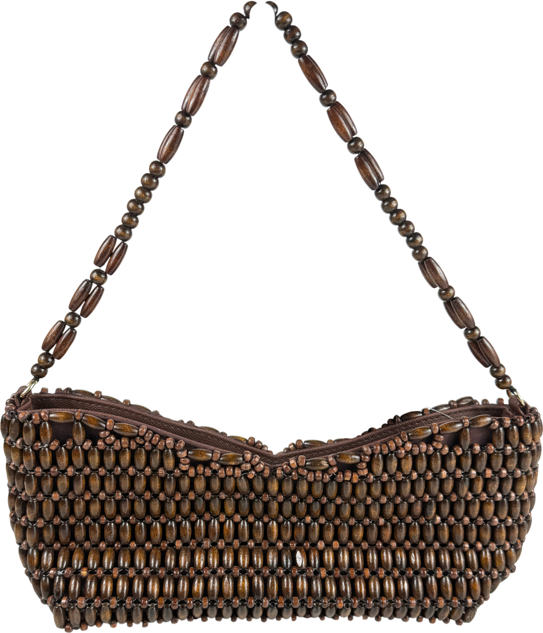 PrettyLittleThing Brown Wooden Bead Shoulder Bag One Size