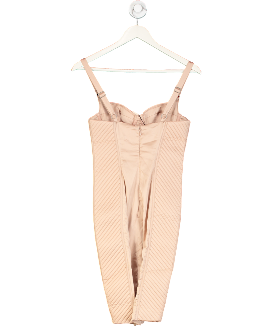 House of CB Nude Lafayette Satin Quilted Mini Dress UK S