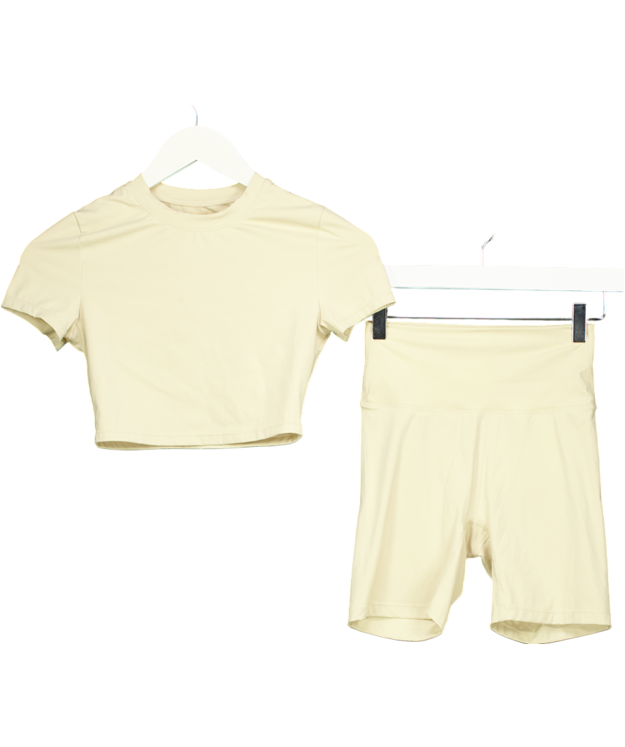 Adanola Beige Ultimate Short Sleeve Top + Ultimate Crop Shorts UK 6