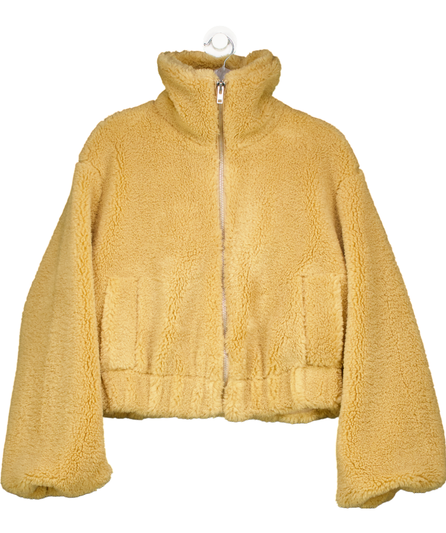 Free People Beige Get Cosy Teddy Jacket UK XS