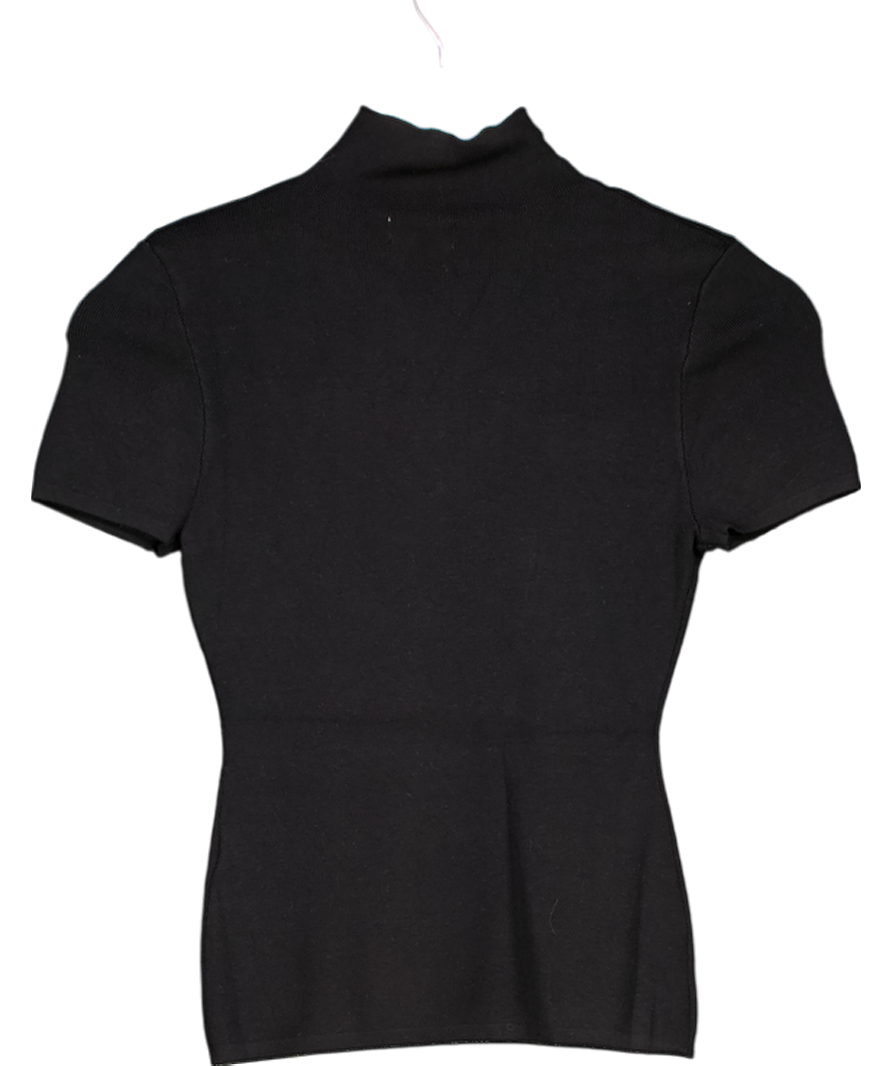 Meshki Black Marianna Ribbed High Neck Top UK M