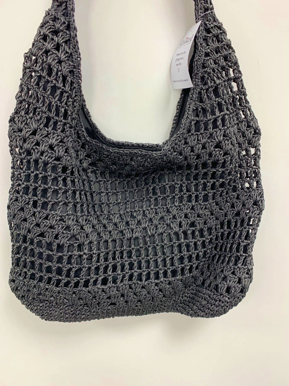 New Look Black Crochet Shoulder Bag One Size