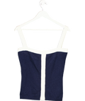 Cloeys Blue Cashmere Tank Top Navy & White UK XS
