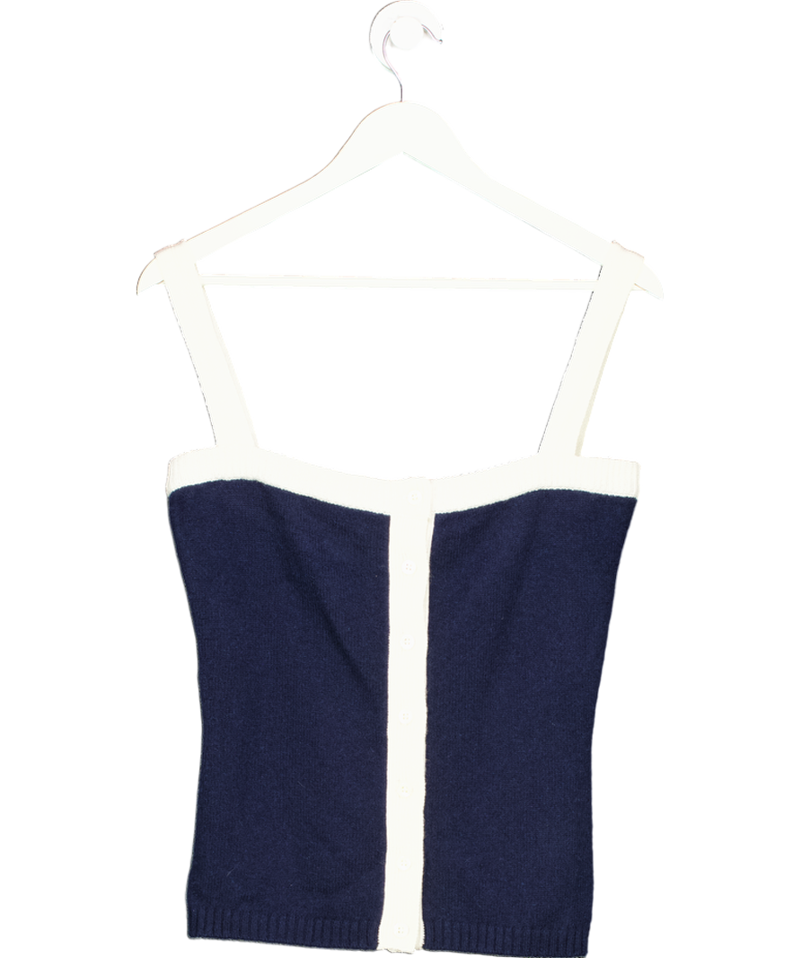 Cloeys Blue Cashmere Tank Top Navy & White UK XS