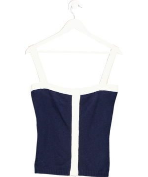 Cloeys Blue Cashmere Tank Top Navy & White UK XS