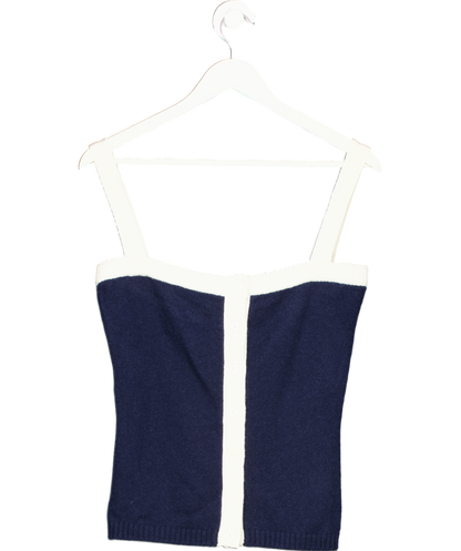 Cloeys Blue Cashmere Tank Top Navy & White UK XS