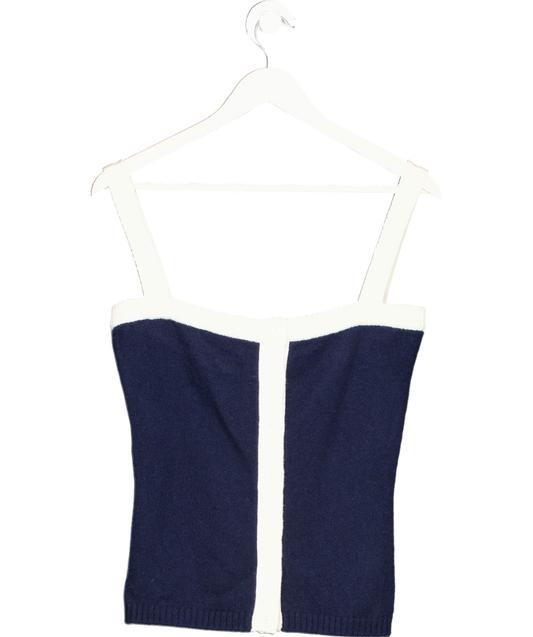 Cloeys Blue Cashmere Tank Top Navy & White UK XS