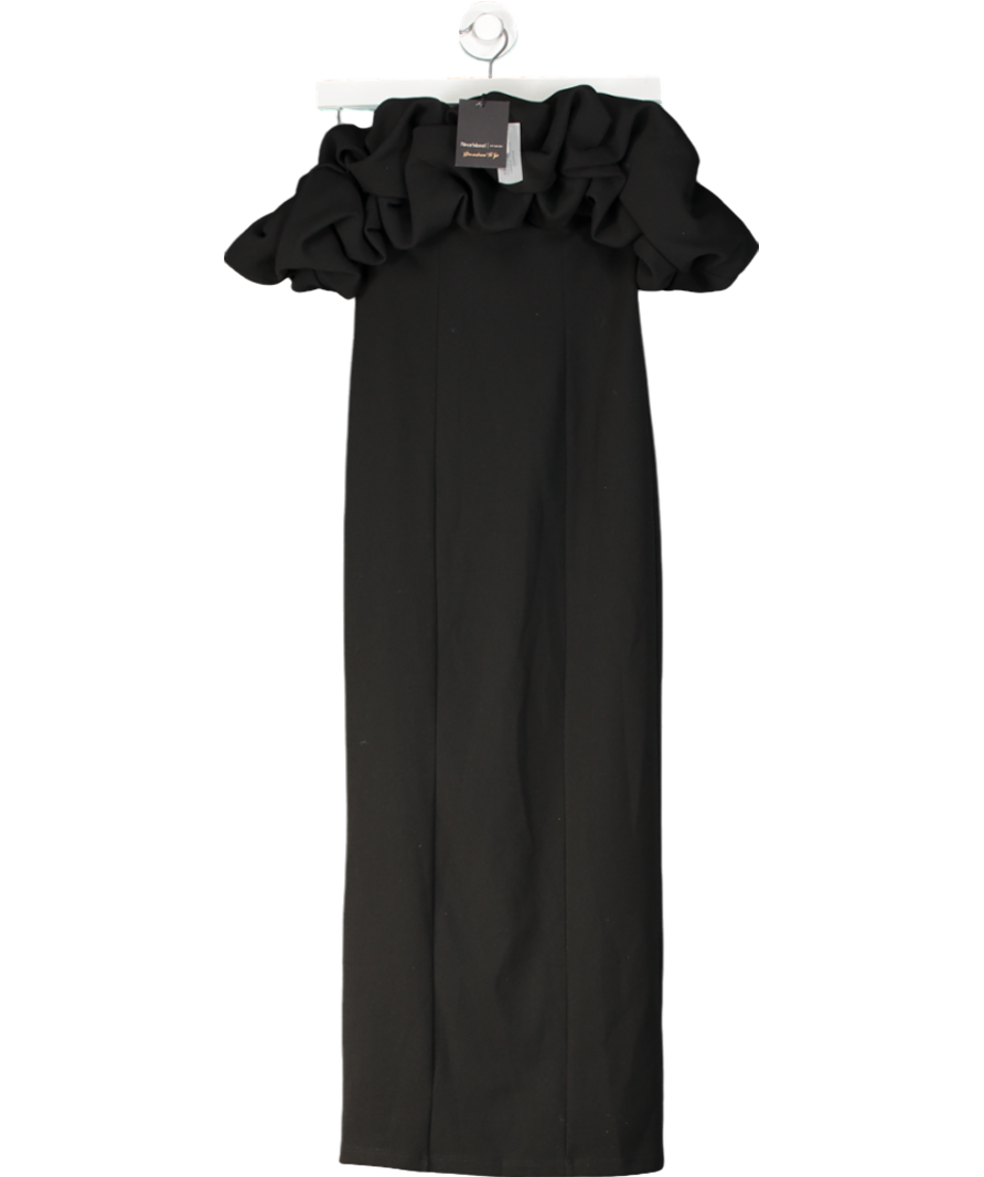 River Island Black Ruffle Bardot Midi Dress UK XS