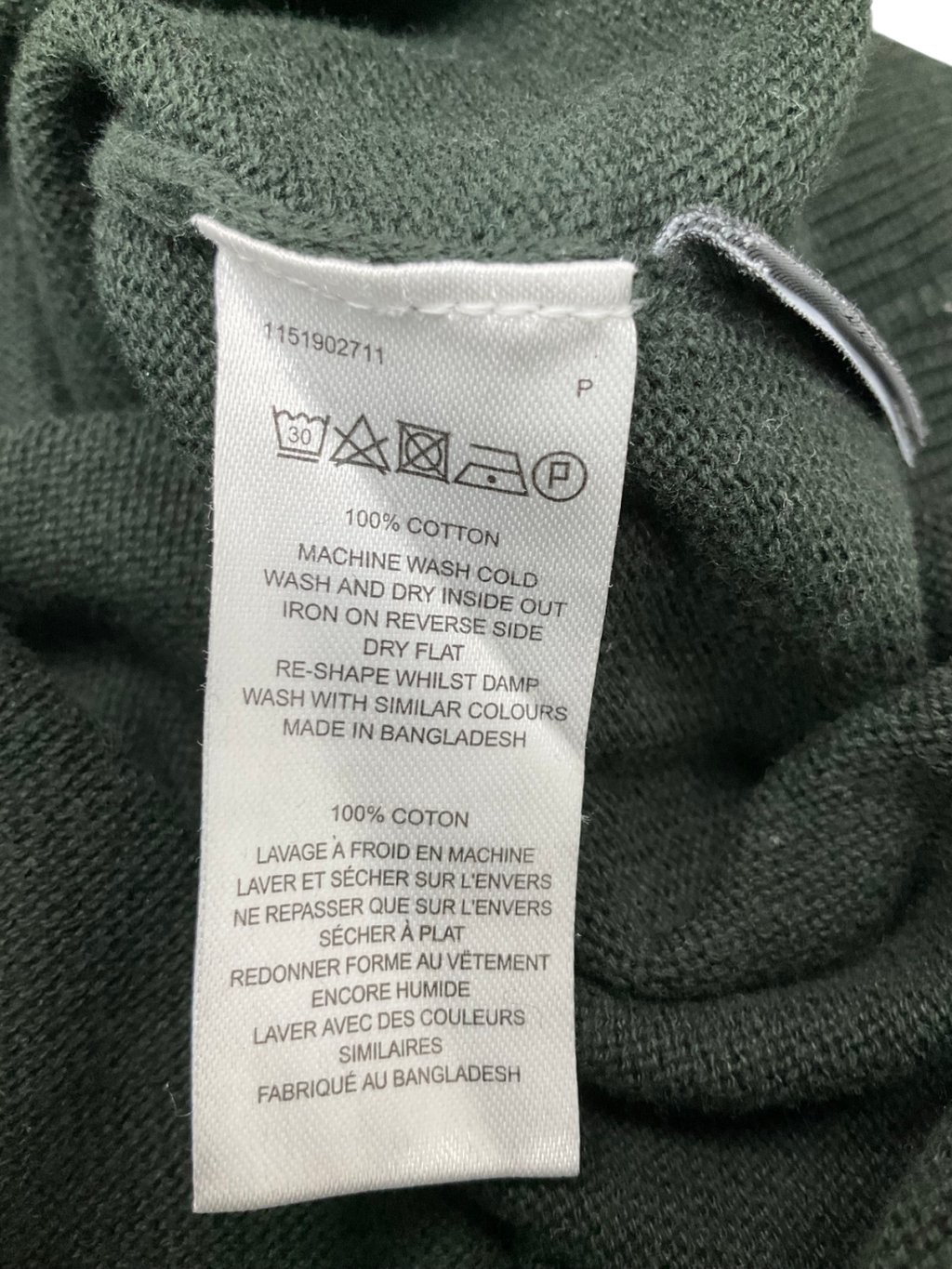 French Connection Green Cotton Roll Neck Jumper UK M