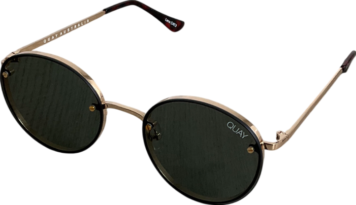 QUAY Metallic Farrah Round Frame Sunglasses With Soft Case One Size