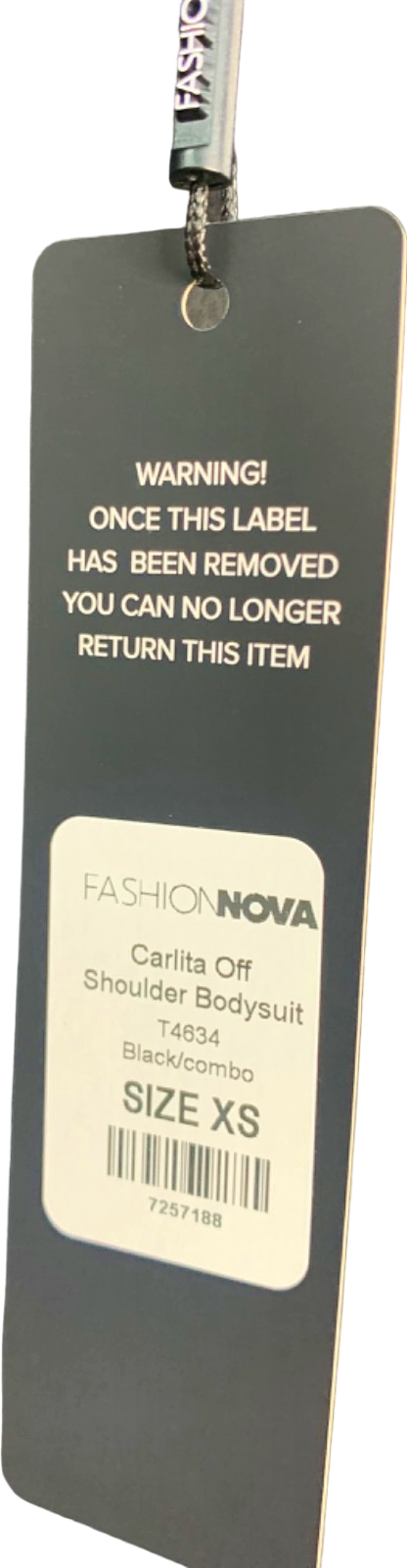 Fashion Nova Black/Beige Carlita Off Shoulder Bodysuit XS