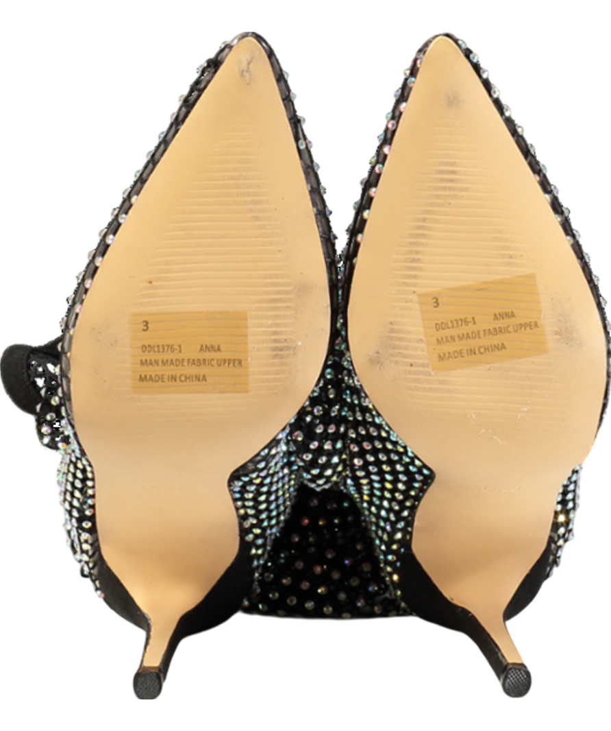 Ego Black Mesh Diamante Over The Knee Boots UK 3 EU 36 👠