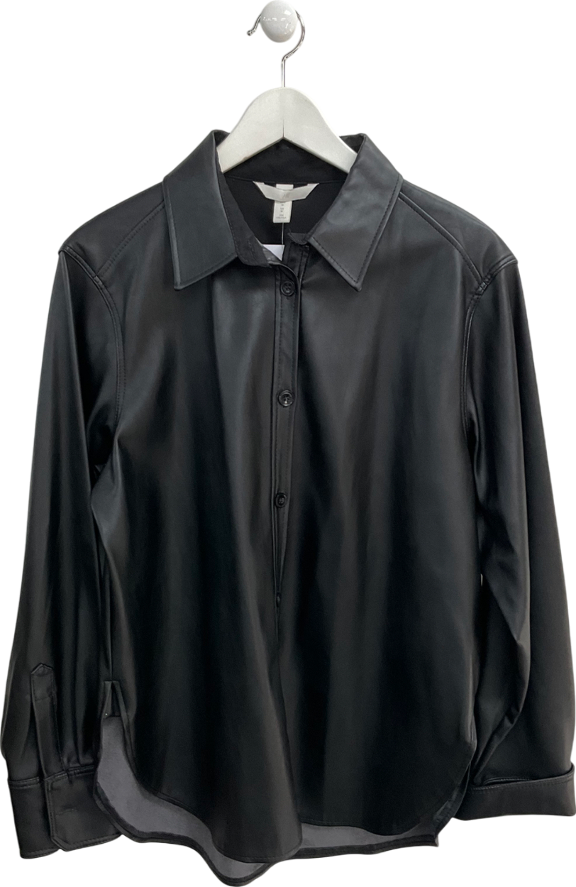 H&M Black Faux Leather Shirt UK M
