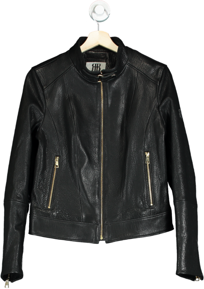 Roccoban Black Napa Leather Jacket UK M