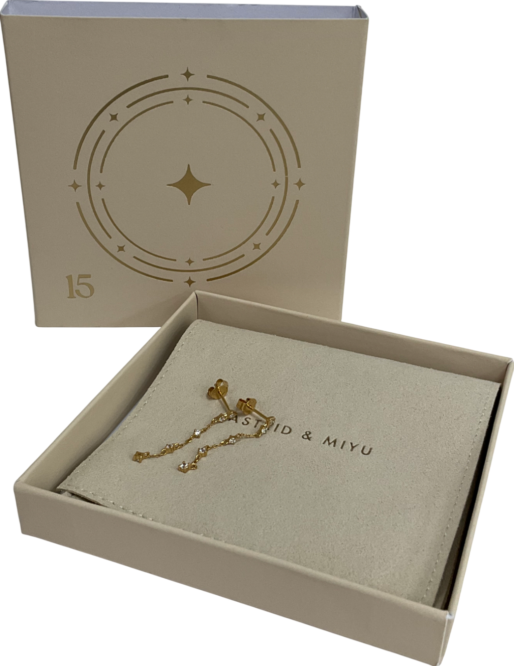 Astrid & Miyu Crystal Chain Drop Studs In Gold One Size