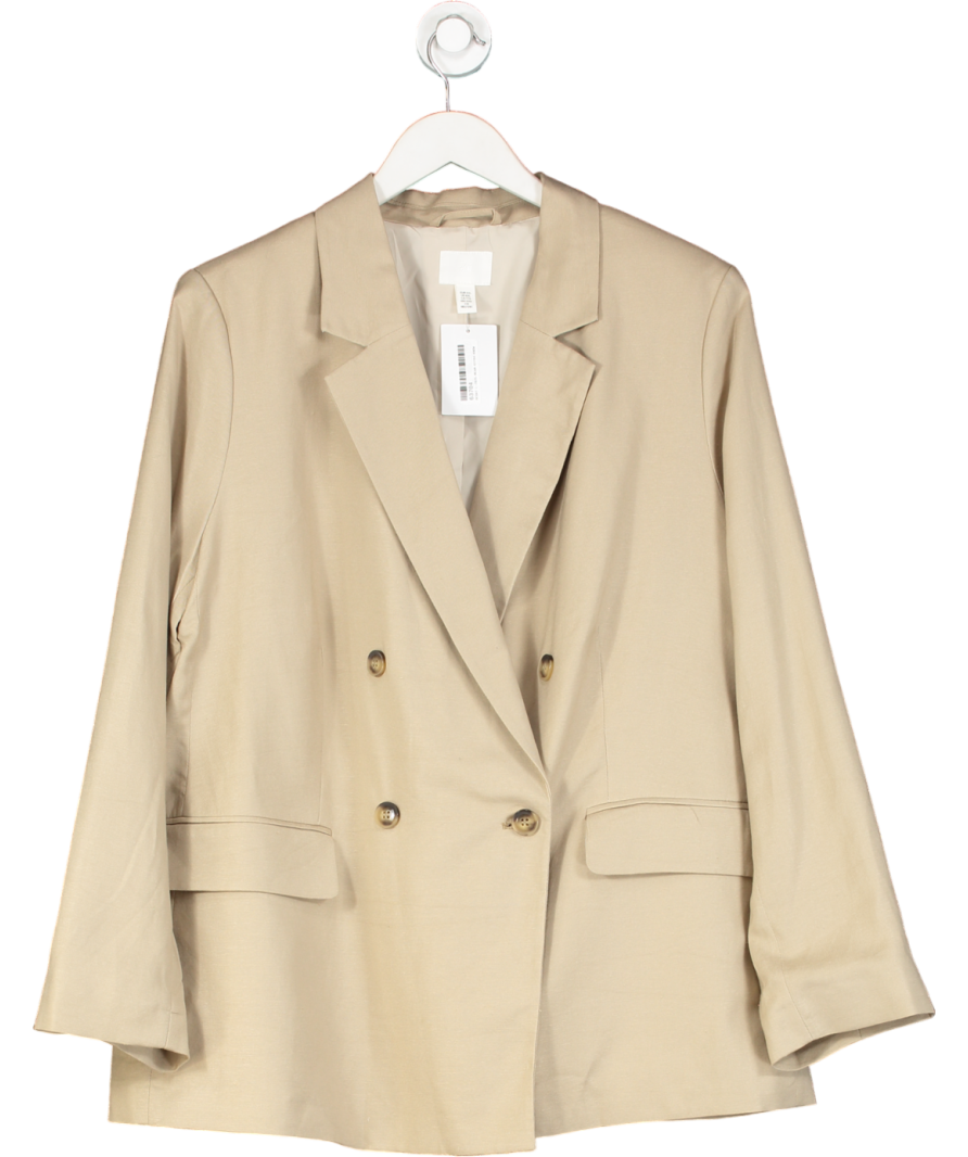 H&M Beige Linen-blend Blazer UK XXL