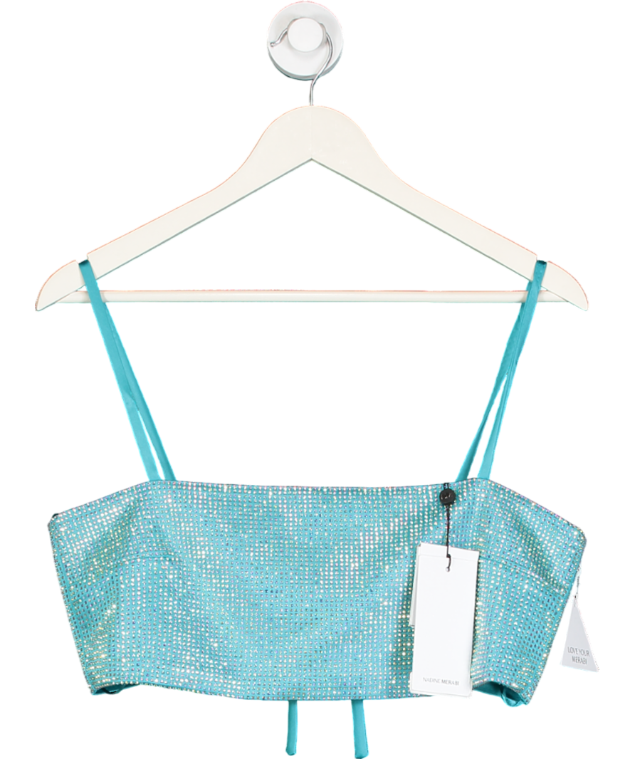 Nadine Merabi Blue Cleo Aqua Top UK M