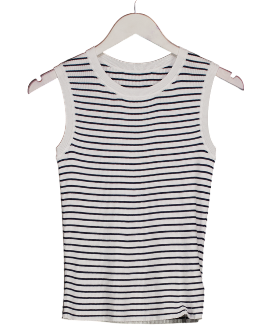 GOELIA Navy Blue / White Striped Sleeveless Knit Top UK M