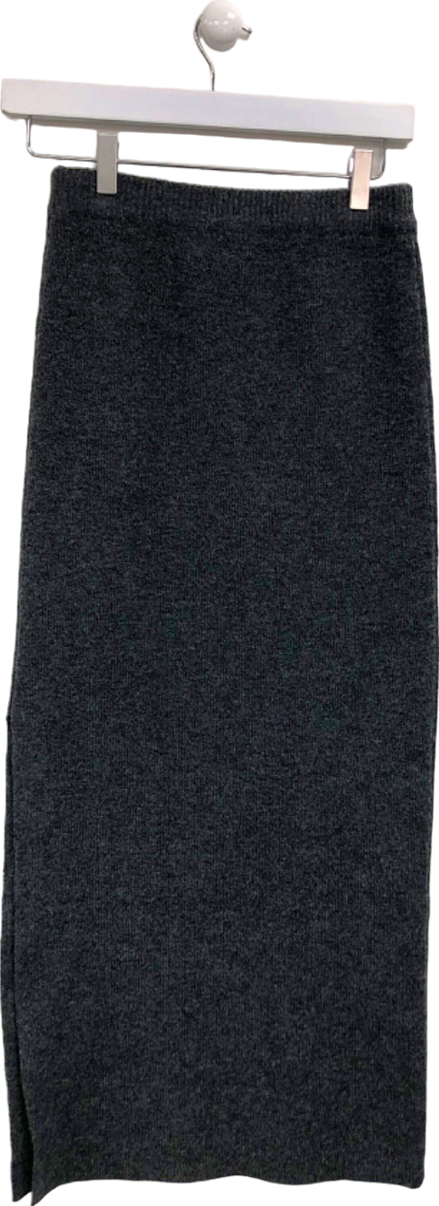 Pretty Lavish Charcoal Sloane Knit Slit Midaxi Skirt UK XS