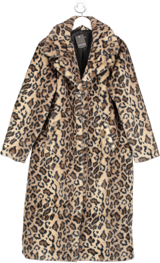 JD.Williams Brown Leopard Faux Fur Coat UK 16