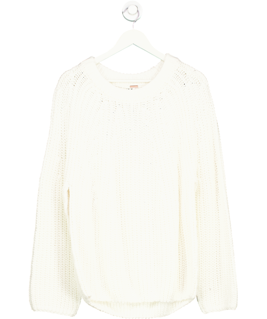 Free People White Take Me Home 100% Cotton Jumper UK M