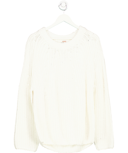 Free People White Take Me Home 100% Cotton Jumper UK M