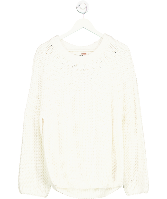 Free People White Take Me Home 100% Cotton Jumper UK XS