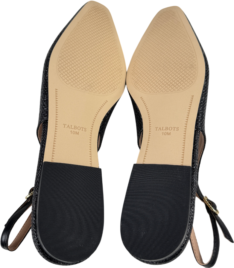 TALBOTS Black Whitley Shimmer Raffia Slingback Flats Us10m UK 7.5 EU 40.5 👠