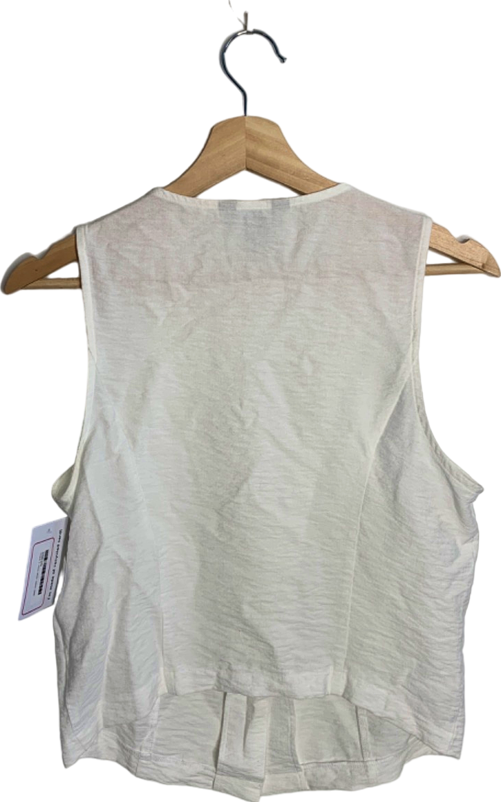 New Look White Sleeveless Buttoned Blouse UK 10