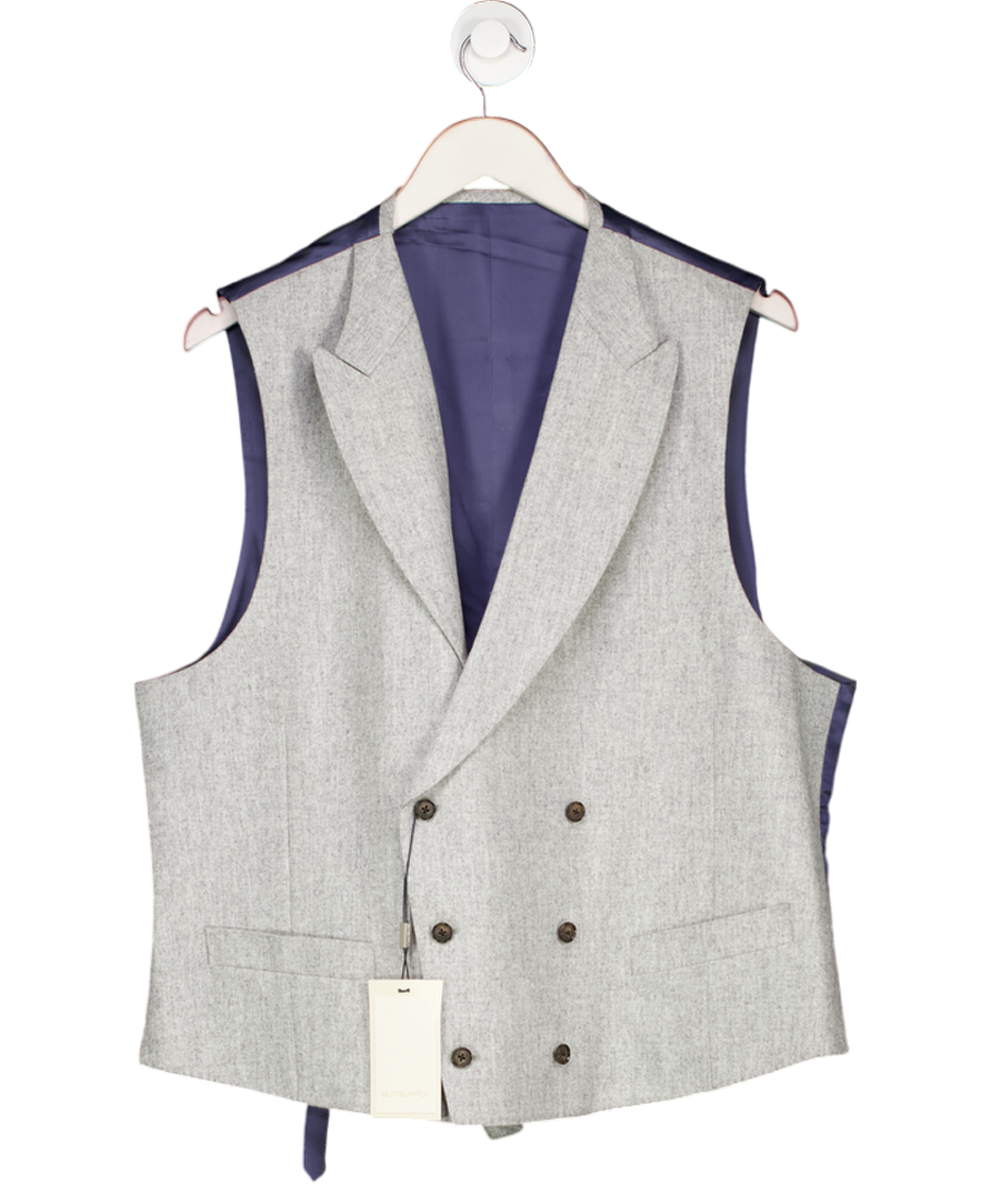 SuitSupply Grey Pierre Light Greyc Wool Flannel Pierre Waistcoat UK 46" CHEST