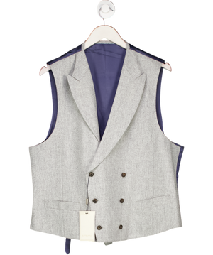 SuitSupply Grey Pierre Light Greyc Wool Flannel Pierre Waistcoat UK 46" CHEST