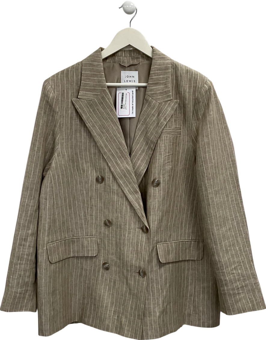 john lewis Beige Pinstripe Doublebreasted Blazer UK 18