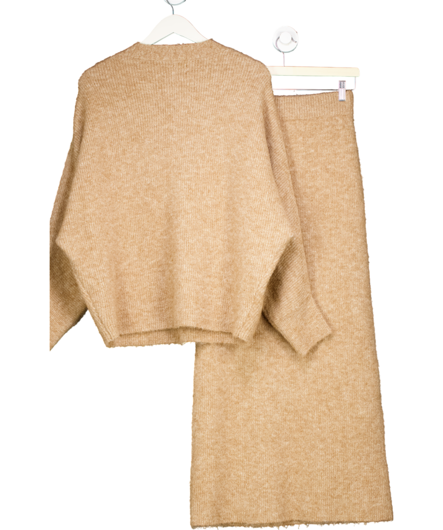 ASOS Beige Wool Blend Jumper And Skirt Co-ord UK XS