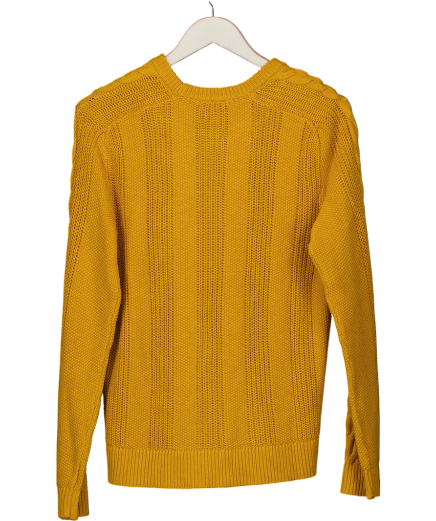 TALBOTS Yellow Chunky Cable Knit Crewneck Sweater UK L