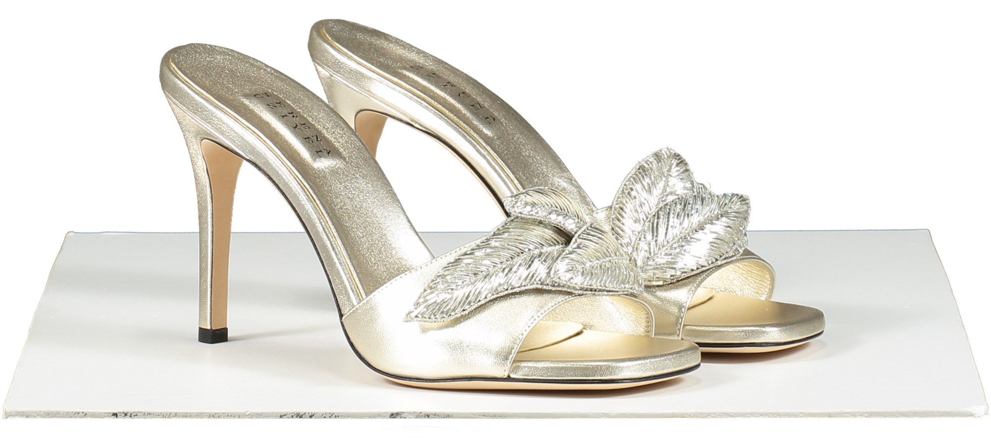 Serena Uziyel Metallic Gold Leaf Detail Mules UK 6 EU 39 👠