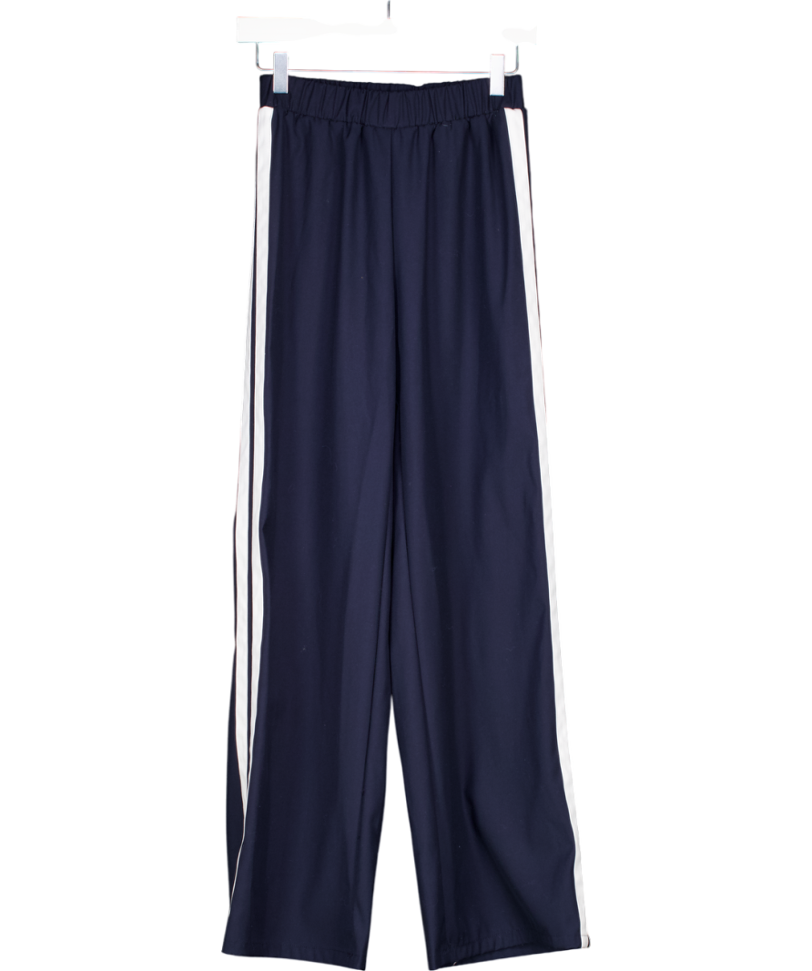 4th & Reckless Blue Navy Side Stripe Wide Leg Trouser UK 8