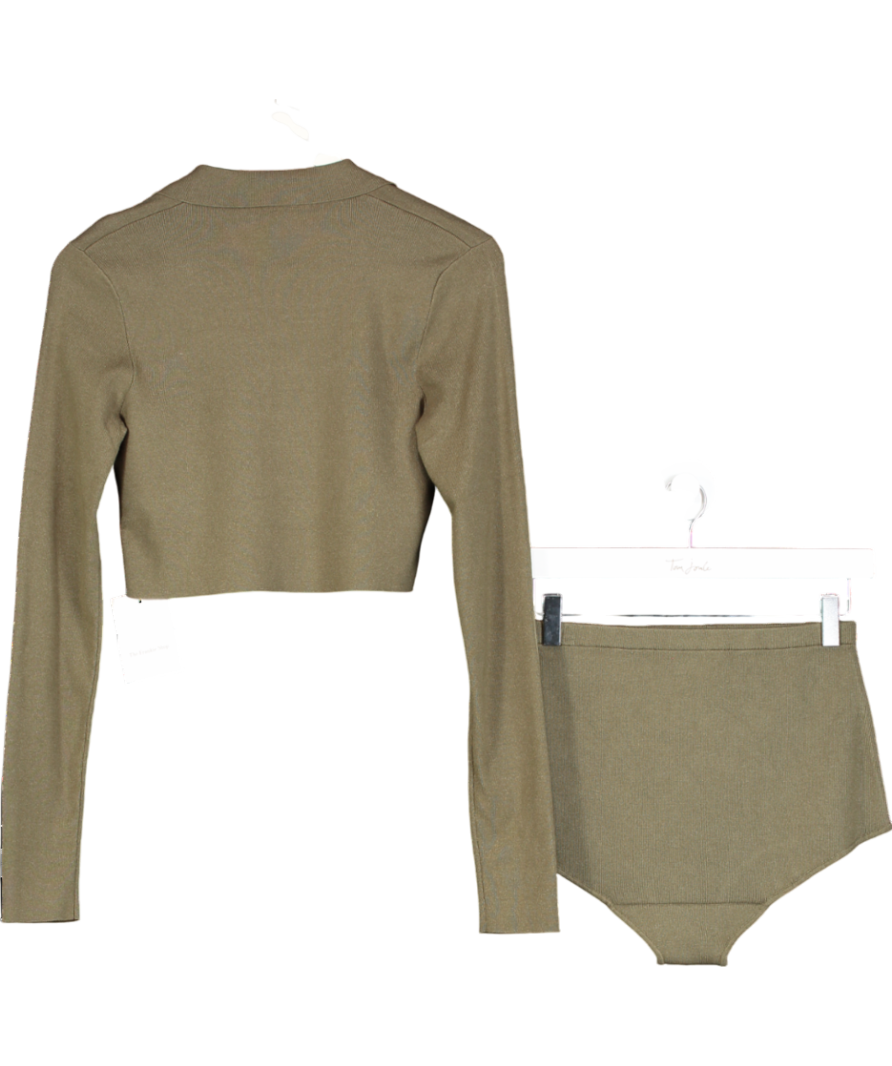 FRANKIE SHOP Green Giselle Cropped Knit Polo And Alissa Knit Briefs UK M