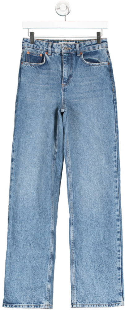 NA-KD Blue Straight Leg High Rise Jeans UK 8