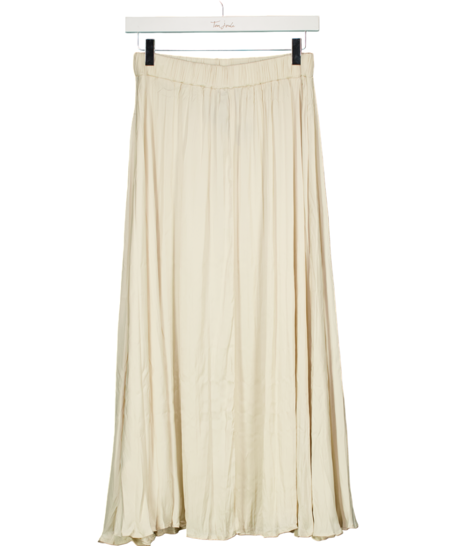 New Look Cream Satin Crinkle Pleated Skirt UK 8